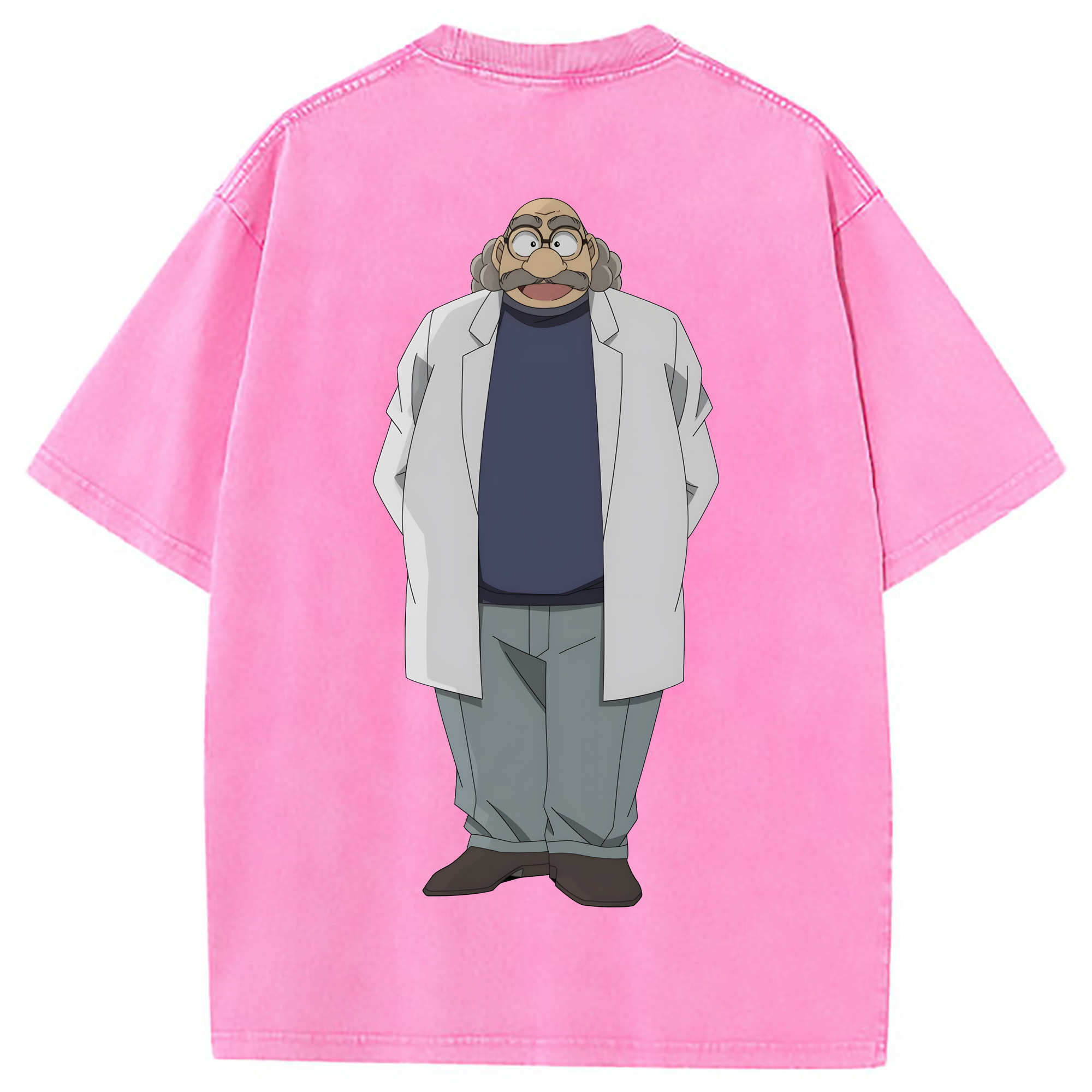 （画像用） 名探偵コナン あがさ ひろし Detective Conan Agasa Hiroshi 綿100% ヴィンテージ風 半袖Tシャツ（背面プリント）